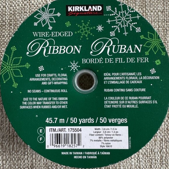 3 Rolls Holiday Kirkland Wire-edged Ribbon, 120 yards approx total - Picture 5 of 6